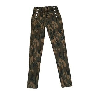 Kroix Premium‎ Denim Size Women's S/M Olive Green Animal Print Leggings Buttons